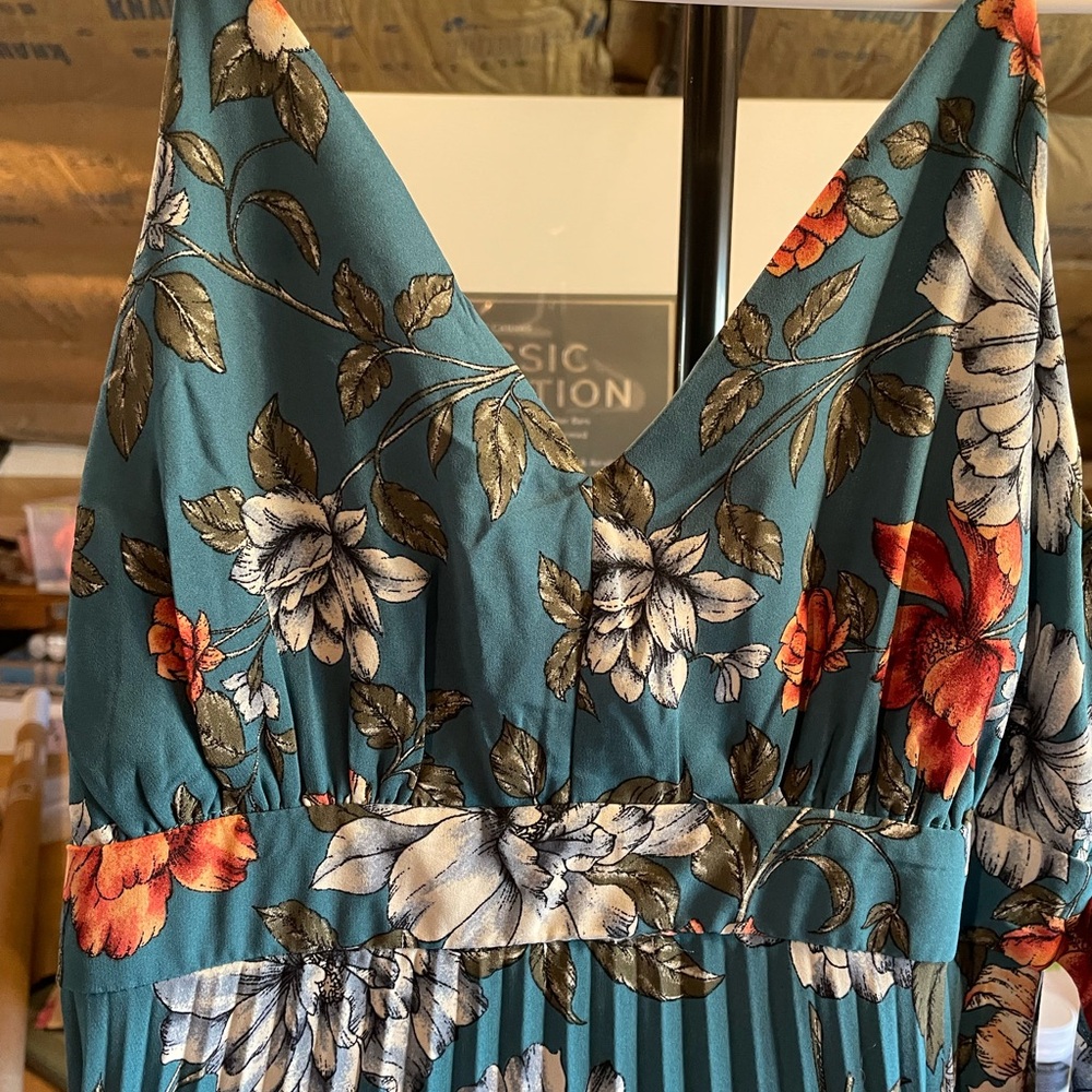 Jessica Simpson Teal Floral Midi Dress